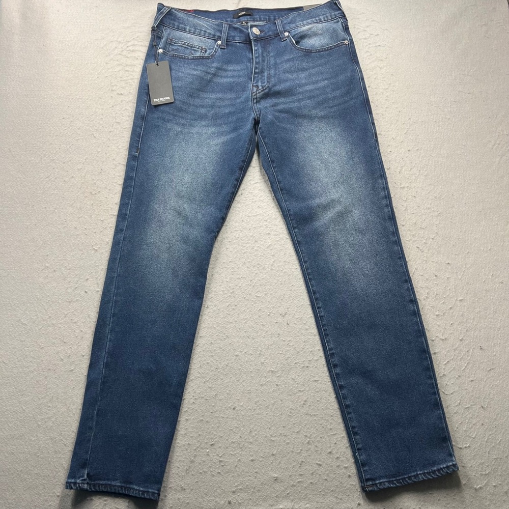 True Religion Geno Relaxed Slim Jeans Dark Mirage Wash Blue 34x32 NWT 700984